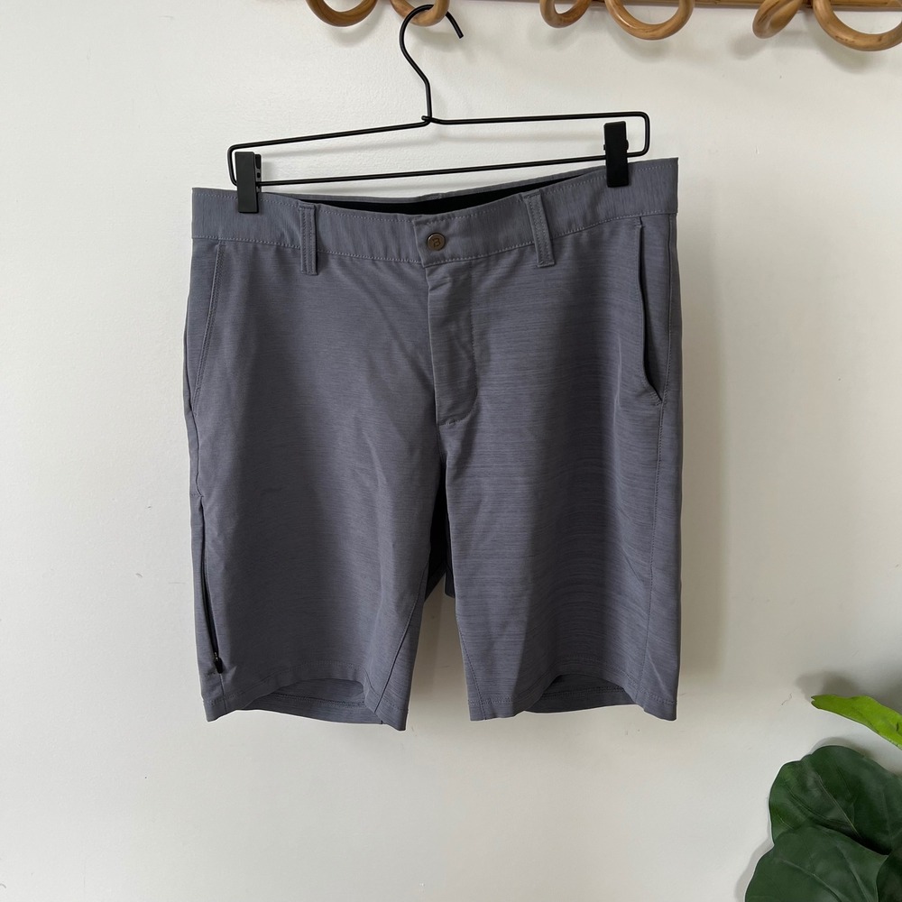BYLT Kinetic Short Mens Medium Grey Heather Active Golf Tech Shorts Side Zip